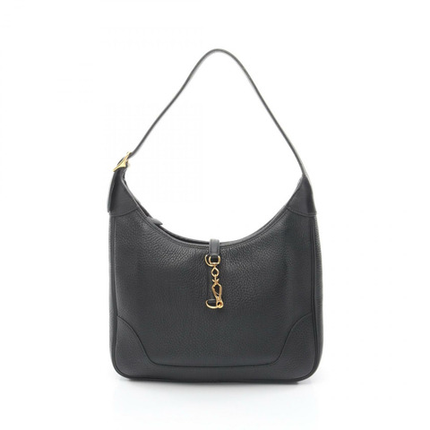 愛馬仕 Trim 31 肩背包，Clemence 皮革，黑色，金色五金，二手，女士款