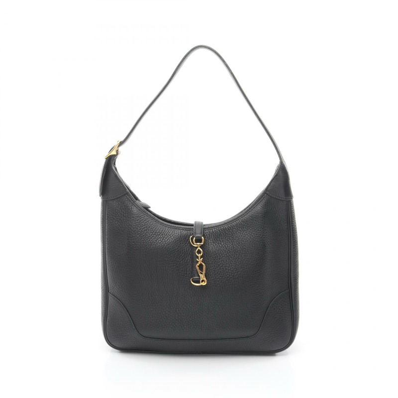 愛馬仕 Trim 31 肩背包,Clemence 皮革,黑色,金色五金,二手,女士款-0