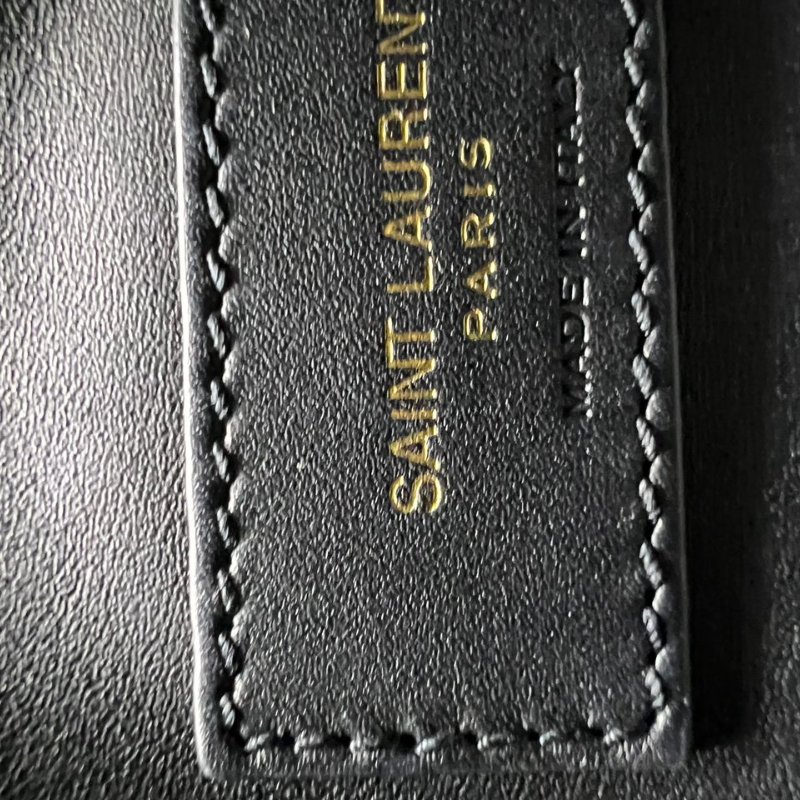 Saint Laurent 黑色粒面皮革水桶包-6