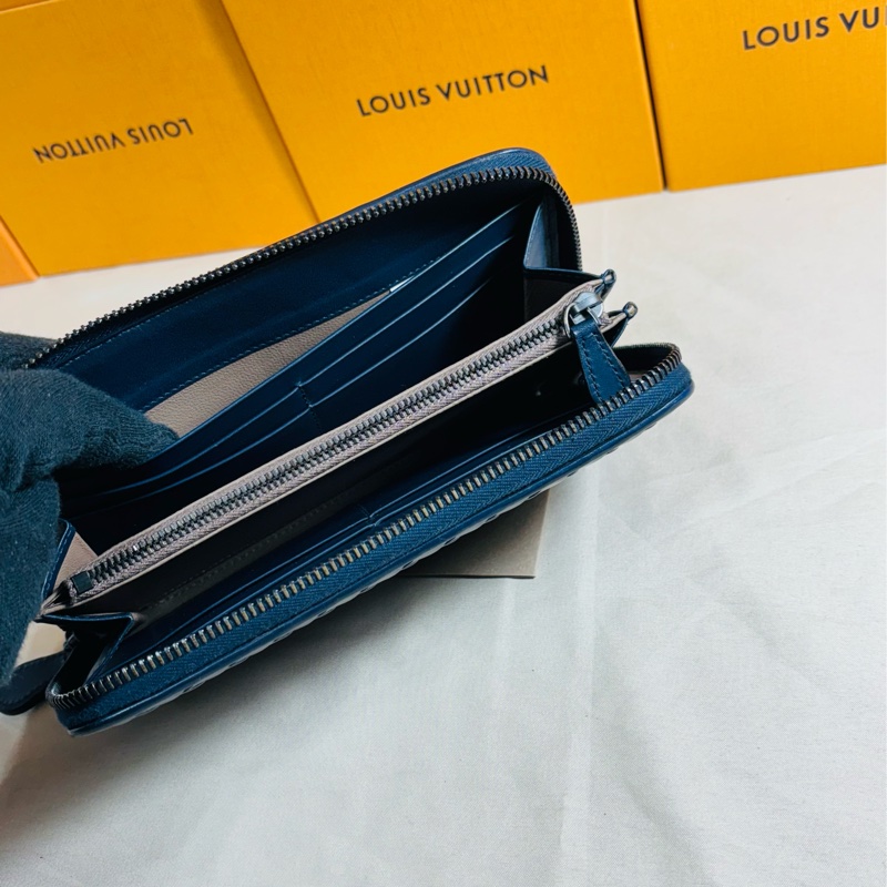 ✨近新閒置 BV bottega Veneta 質感深藍編織拉鏈8卡零錢袋長夾-4