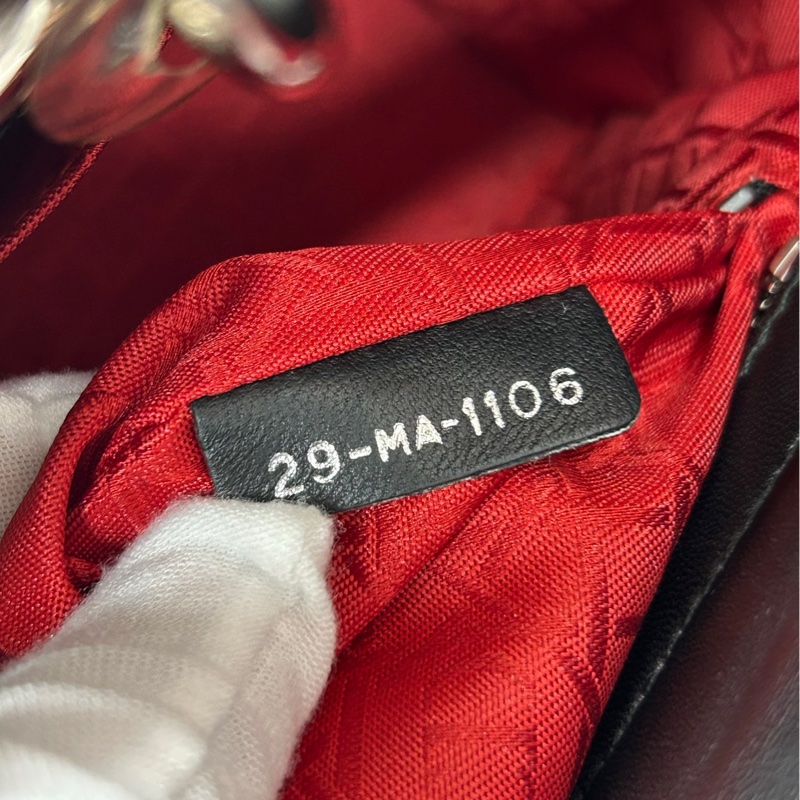 【98新】 Dior 黑銀徽章肩帶 四格戴妃 手提包單肩包斜挎包-9