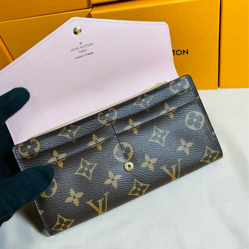 ✨新款芯片 LV Louis Vuitton 路易威登 Sarah 老花金釦翻蓋16卡長夾-5