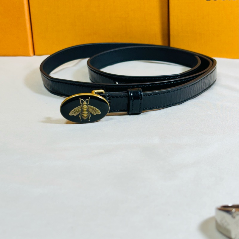 🐝全台最甜 Gucci 古馳 黑金蜜蜂 窄皮帶 90/36 總長100cm-1