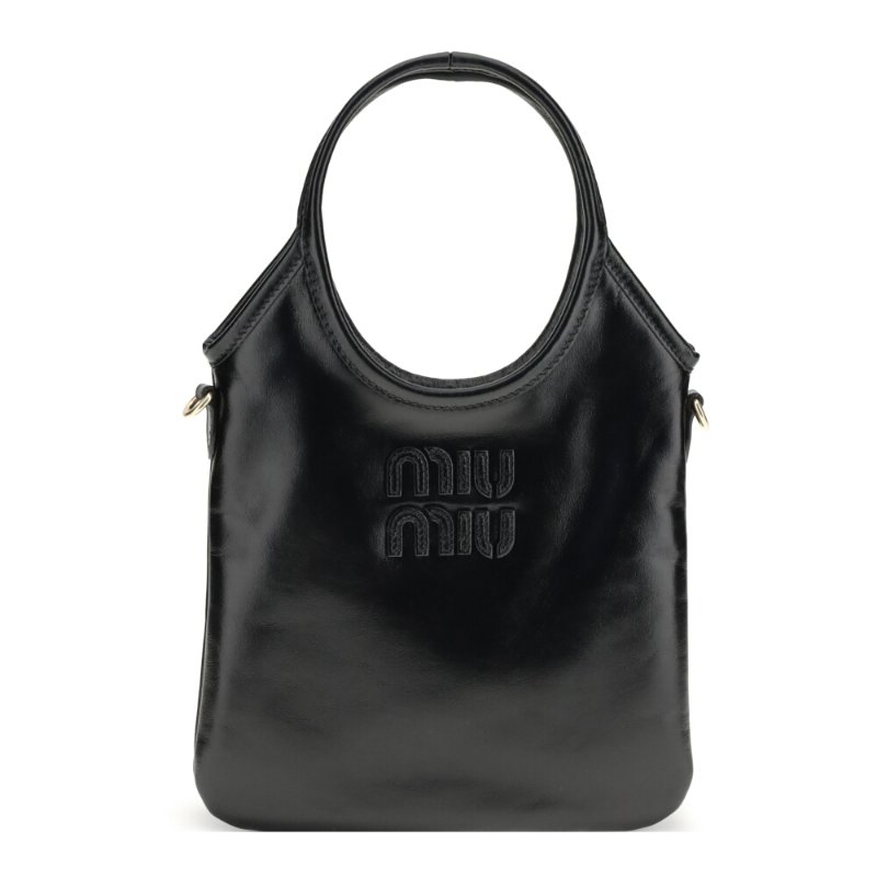 【MIU MIU】Ivy 迷你 小牛皮 手袋 托特包 肩背包 全黑色 5BA281-4