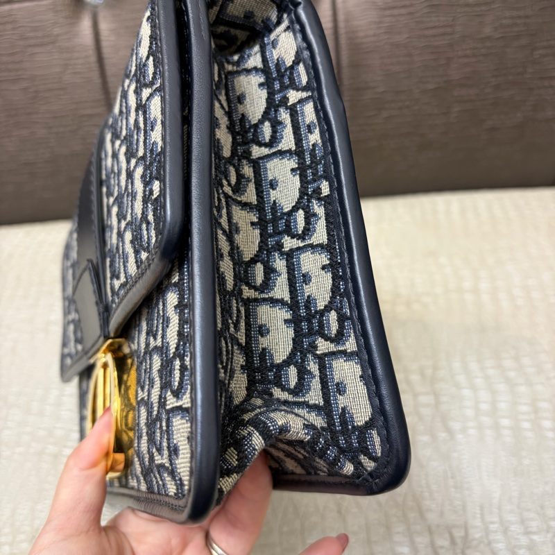 Dior 藍緹花布金釦30 Montaigne 肩斜背包-3