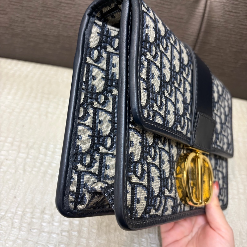 Dior 藍緹花布金釦30 Montaigne 肩斜背包-5