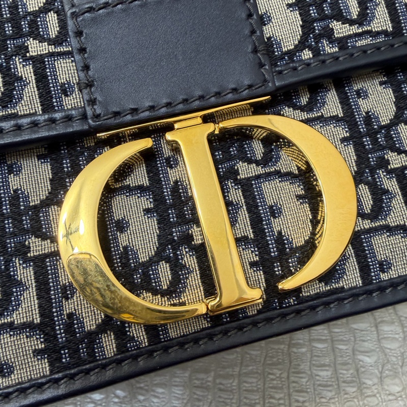Dior 藍緹花布金釦30 Montaigne 肩斜背包-7