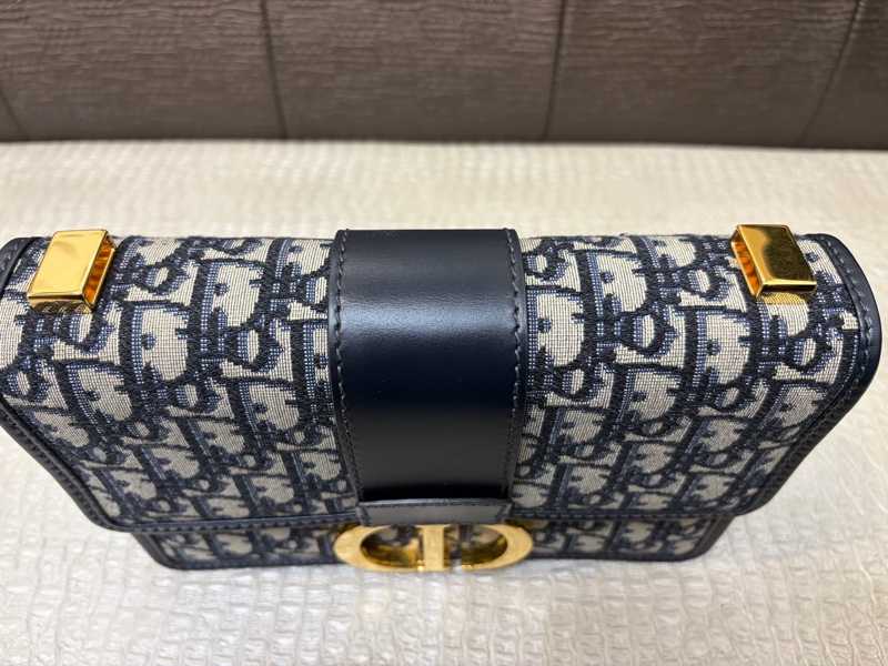 Dior 藍緹花布金釦30 Montaigne 肩斜背包-8