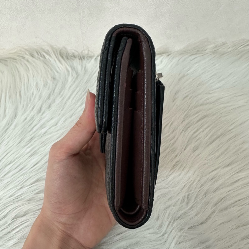 Chanel A82288 黑荔枝皮銀釦三折短夾-2