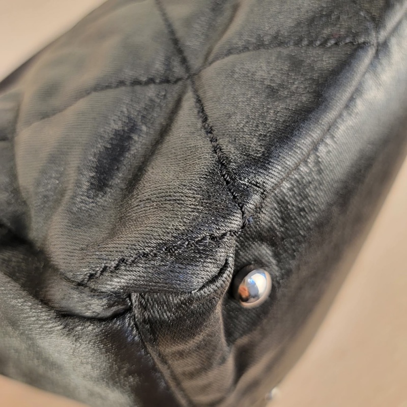 CHANEL   閃光面材質尼龍Chanel Paris-Biartit Shoulder Bag lBlack-4