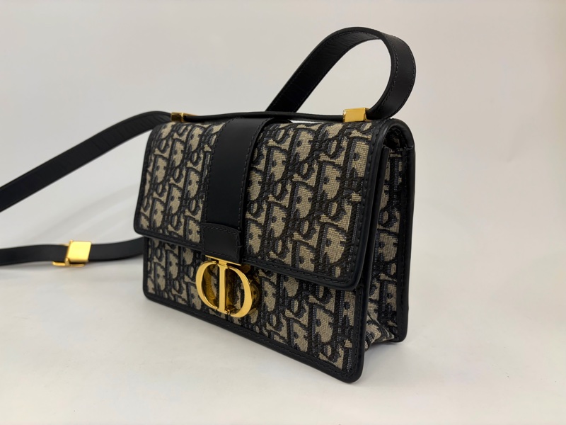 Dior 藍緹花布金釦30 Montaigne小型肩斜背包-2