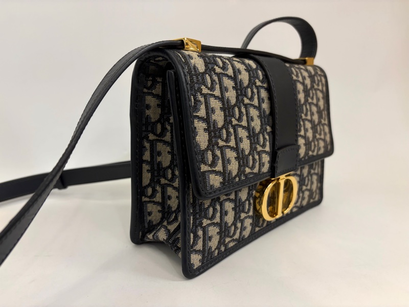 Dior 藍緹花布金釦30 Montaigne小型肩斜背包-3