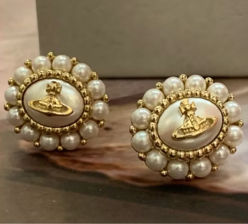 Vivienne Westwood 貝母珍珠法式復古耳環|現貨-0