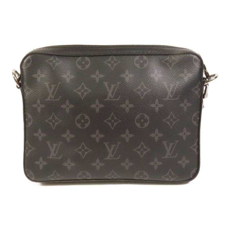 LOUIS VUITTON Monogram Eclipse Reverse Trio Messenger銀扣肩背袋灰色-1