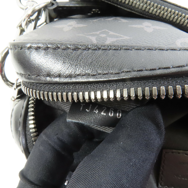 LOUIS VUITTON Monogram Eclipse Reverse Trio Messenger銀扣肩背袋灰色-10