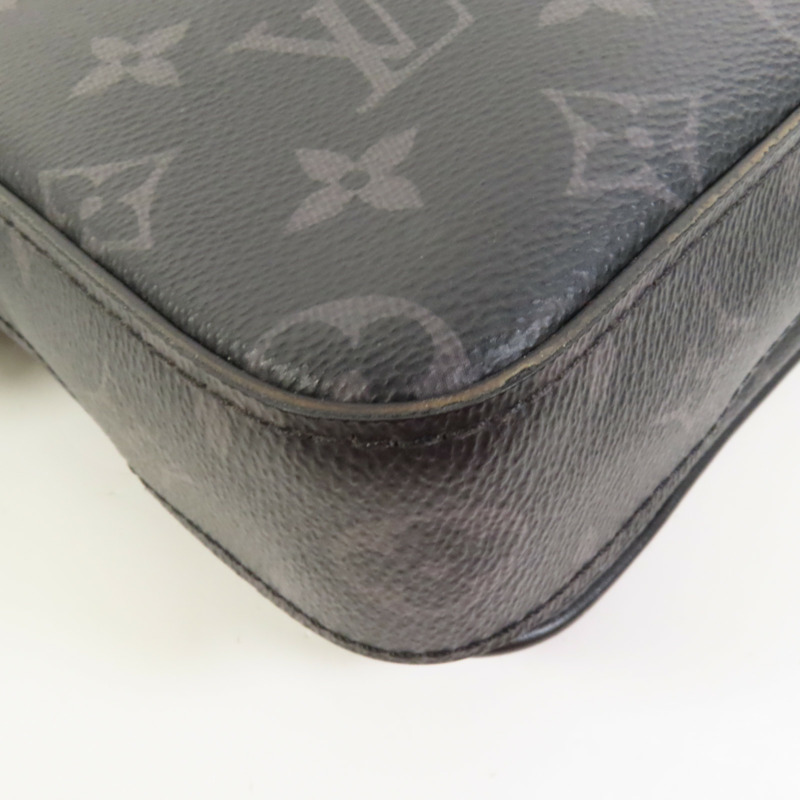 LOUIS VUITTON Monogram Eclipse Reverse Trio Messenger銀扣肩背袋灰色-13