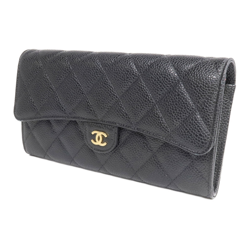 CHANEL 牛皮皮革Classic Long Flap Wallet金扣長錢包-2