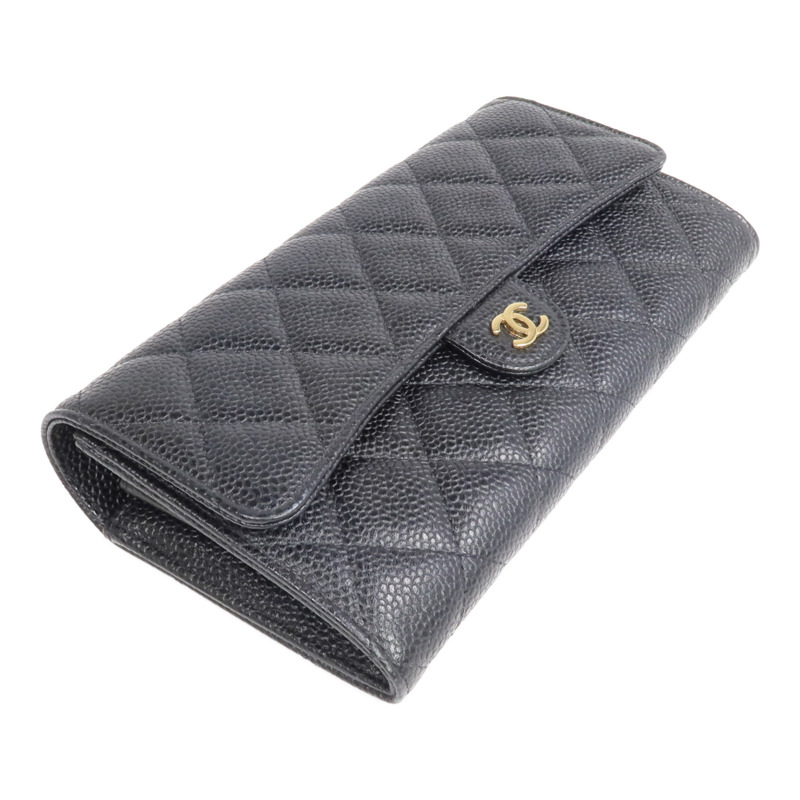 CHANEL 牛皮皮革Classic Long Flap Wallet金扣長錢包-3