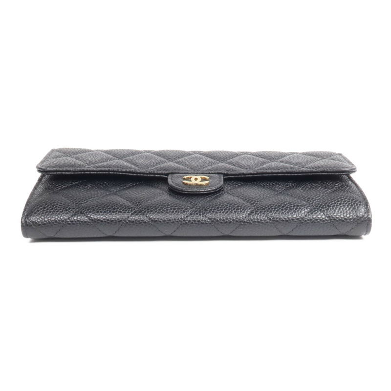 CHANEL 牛皮皮革Classic Long Flap Wallet金扣長錢包-5