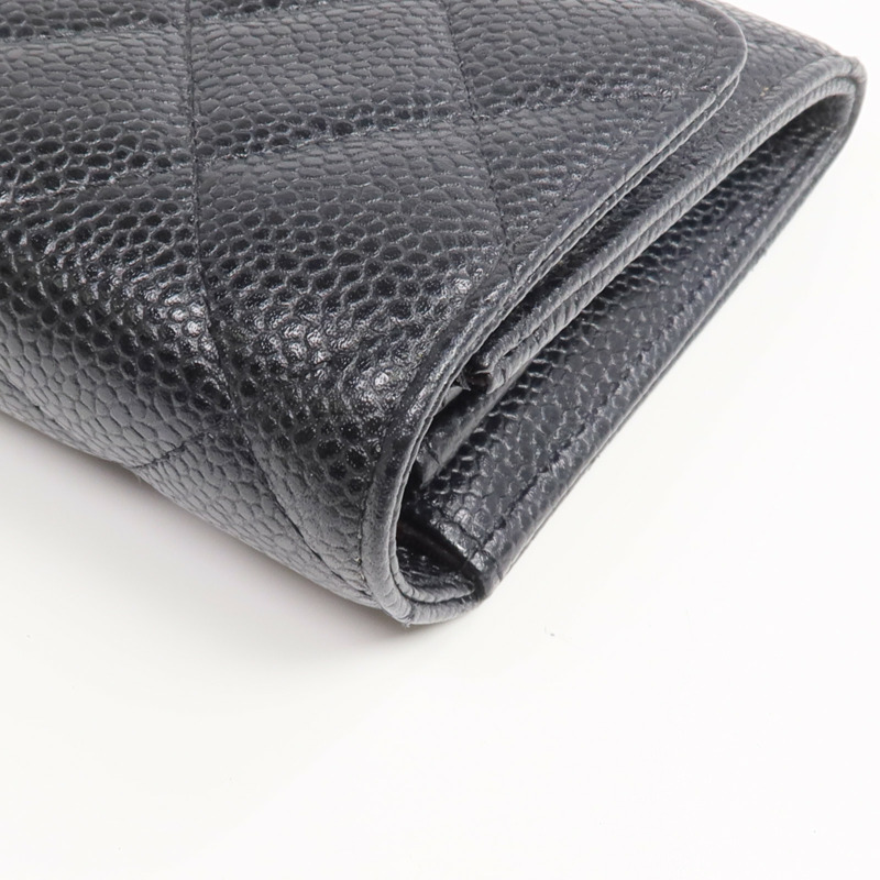 CHANEL 牛皮皮革Classic Long Flap Wallet金扣長錢包-9