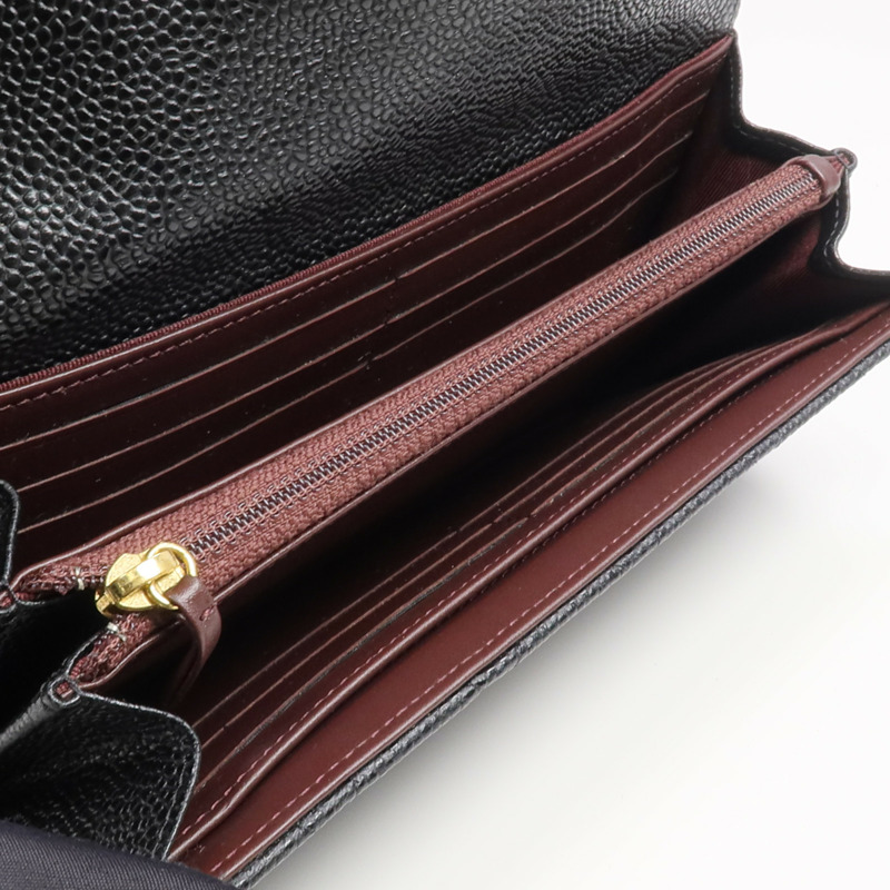 CHANEL 牛皮皮革Classic Long Flap Wallet金扣長錢包-11