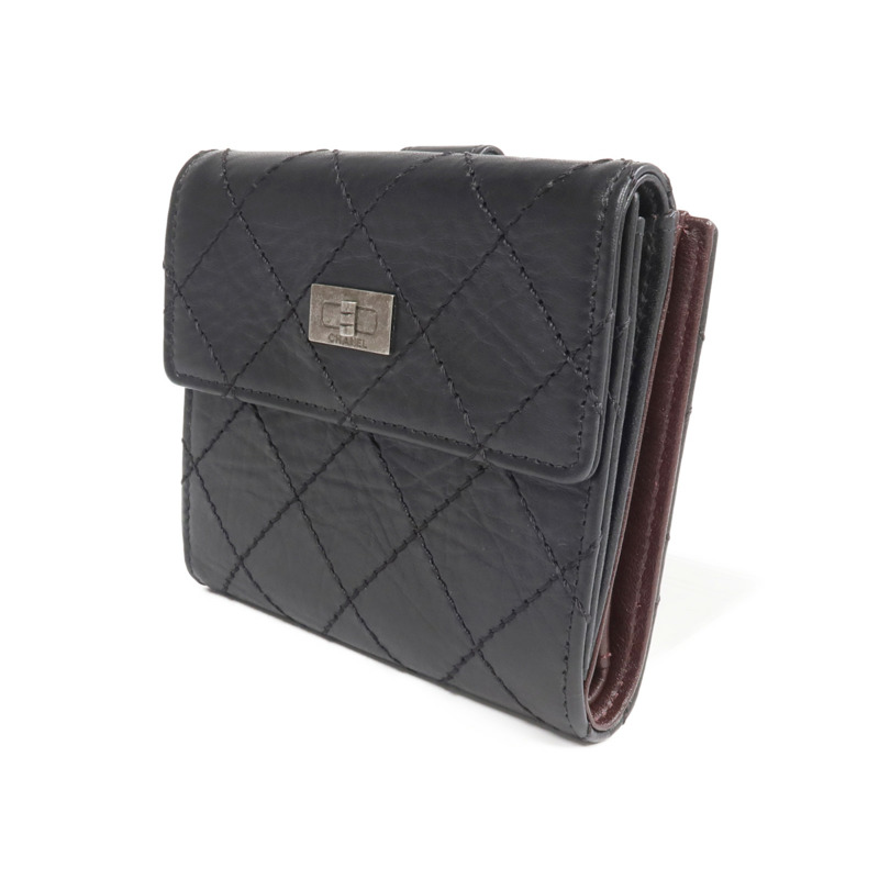 CHANEL 牛皮皮革2.55 W Snap Wallet銀扣錢包-2