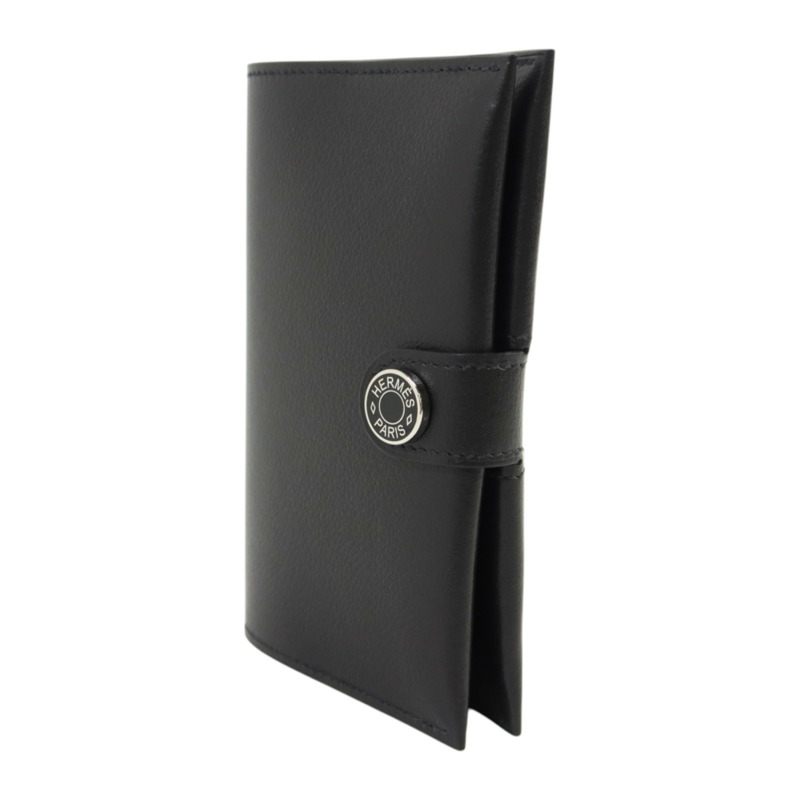 HERMES Evergrain皮革R.M.S Passport銀扣護照套Noir-2