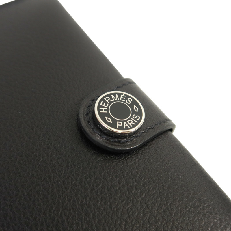 HERMES Evergrain皮革R.M.S Passport銀扣護照套Noir-8