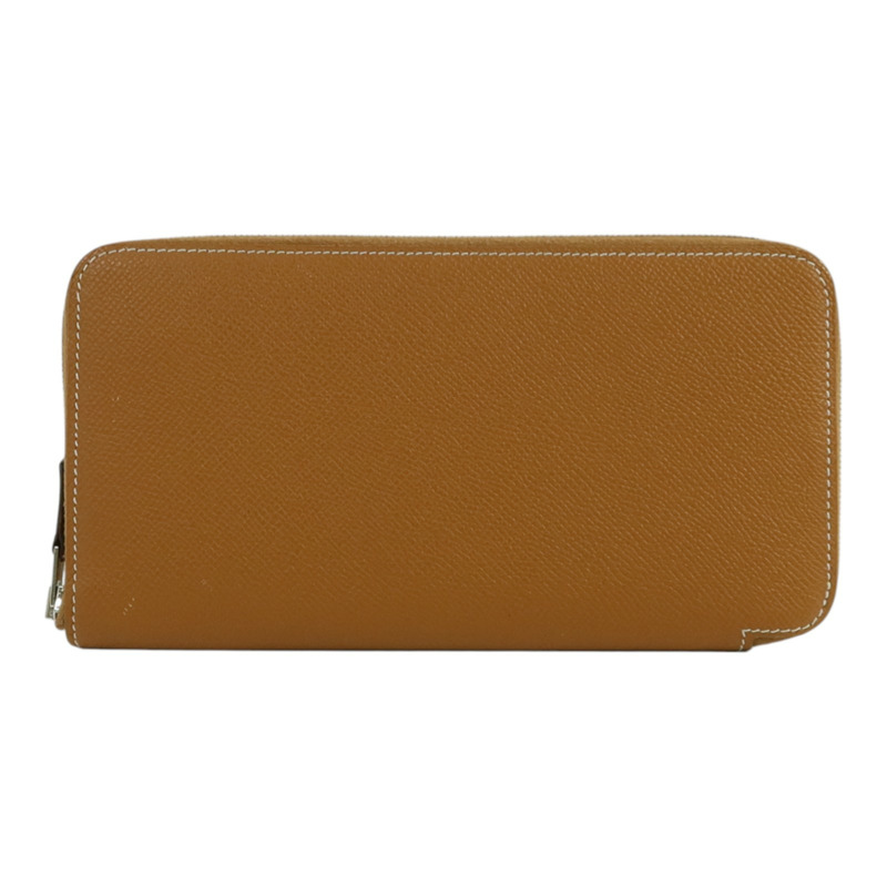 HERMES Epsom皮革Silk In Long Wallet銀扣長錢包Gold-1