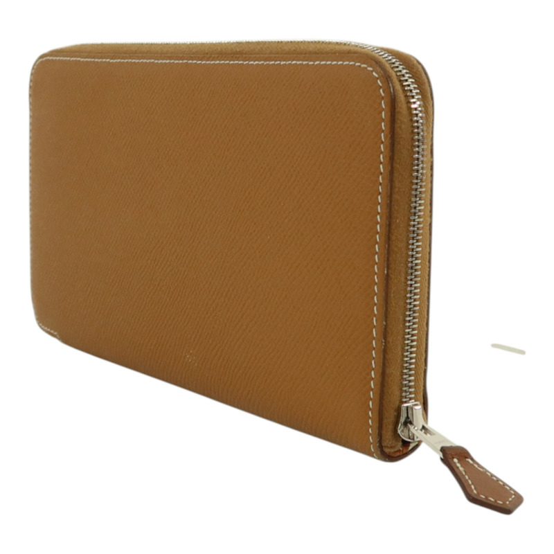 HERMES Epsom皮革Silk In Long Wallet銀扣長錢包Gold-2