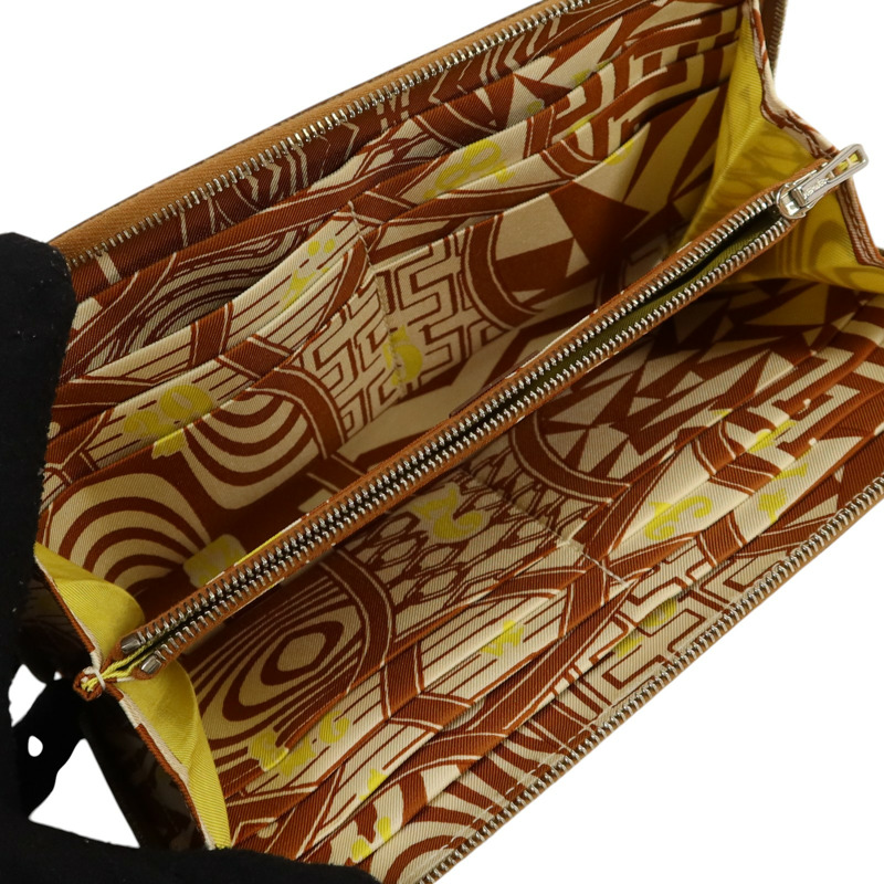 HERMES Epsom皮革Silk In Long Wallet銀扣長錢包Gold-5