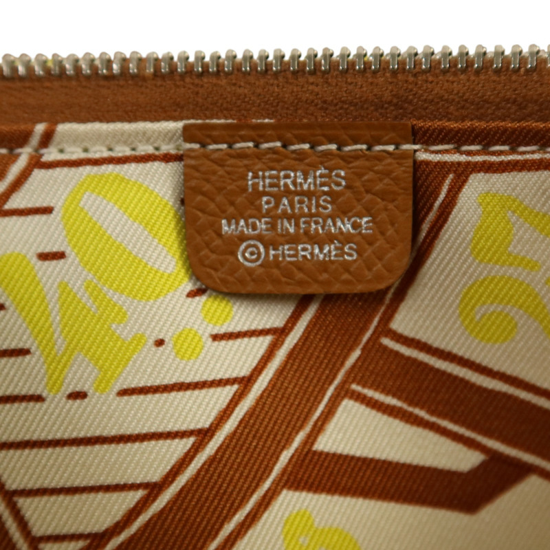 HERMES Epsom皮革Silk In Long Wallet銀扣長錢包Gold-6