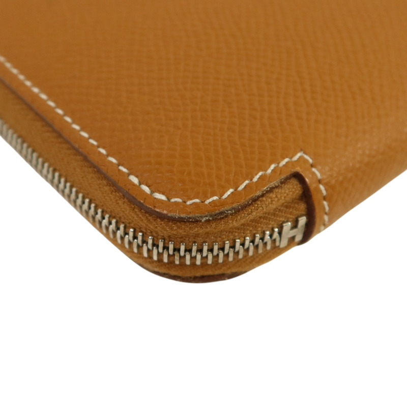 HERMES Epsom皮革Silk In Long Wallet銀扣長錢包Gold-10
