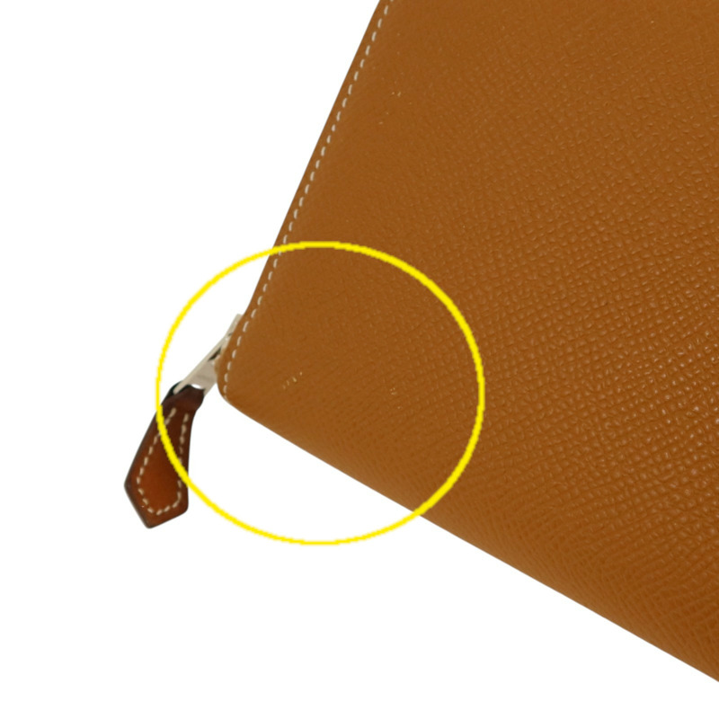 HERMES Epsom皮革Silk In Long Wallet銀扣長錢包Gold-15