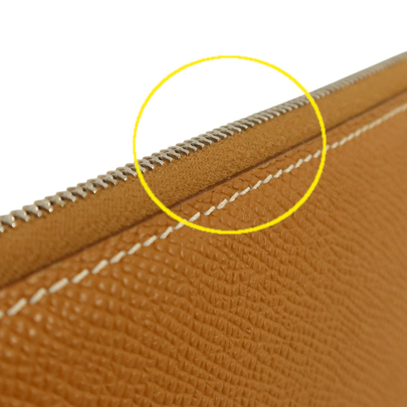 HERMES Epsom皮革Silk In Long Wallet銀扣長錢包Gold-16