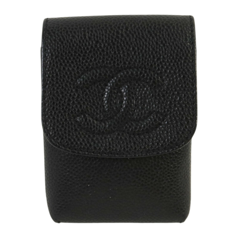 CHANEL 牛皮皮革Coco Mark Logo Cigarette Pouch金扣香煙包-0