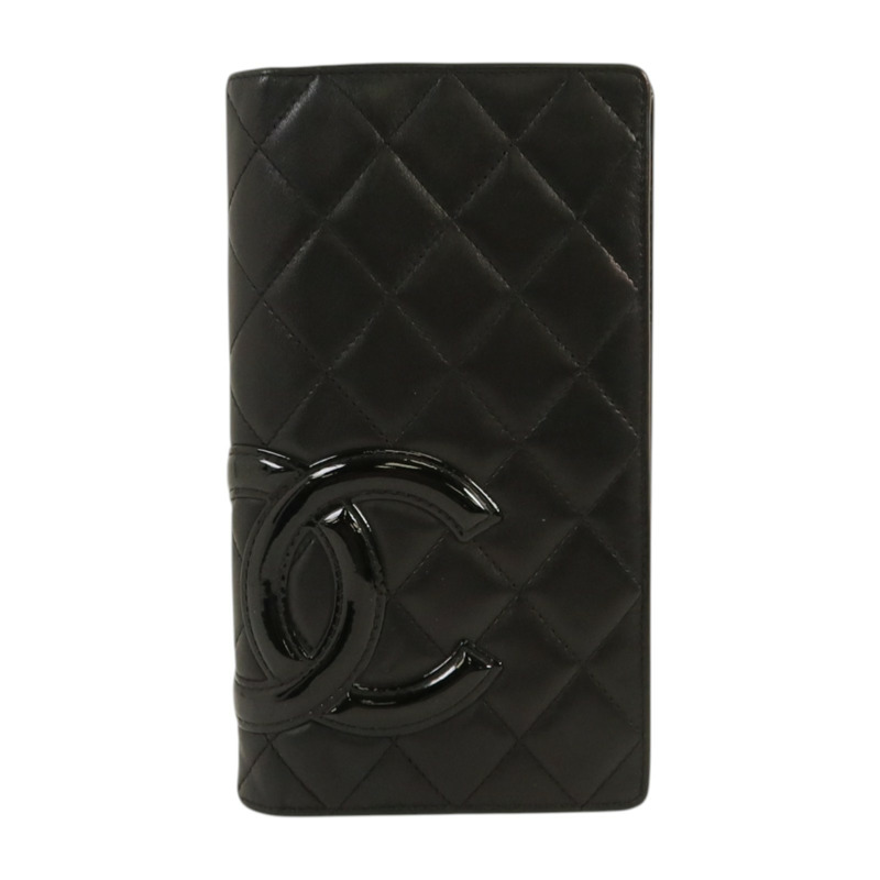 CHANEL 牛皮皮革Cambon Long Wallet銀扣長錢包-0