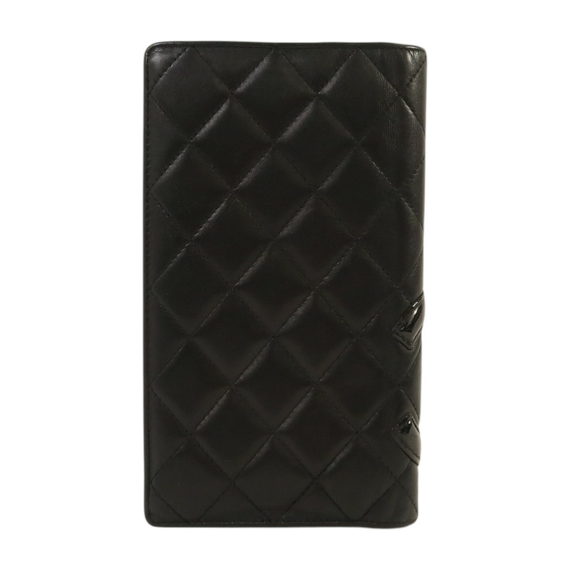 CHANEL 牛皮皮革Cambon Long Wallet銀扣長錢包-1