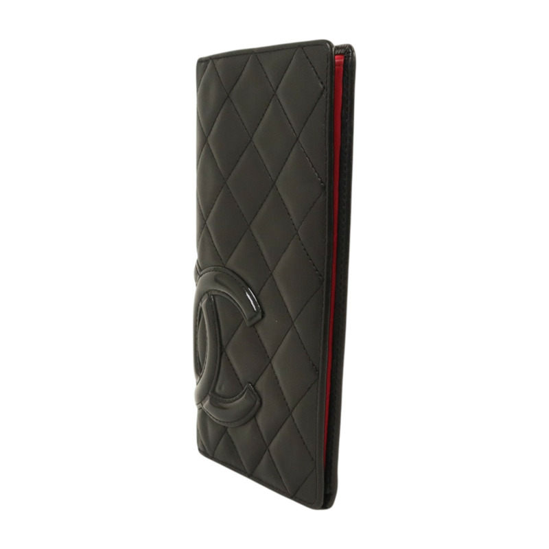 CHANEL 牛皮皮革Cambon Long Wallet銀扣長錢包-2