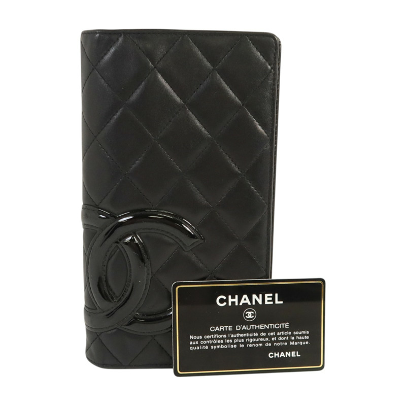 CHANEL 牛皮皮革Cambon Long Wallet銀扣長錢包-9