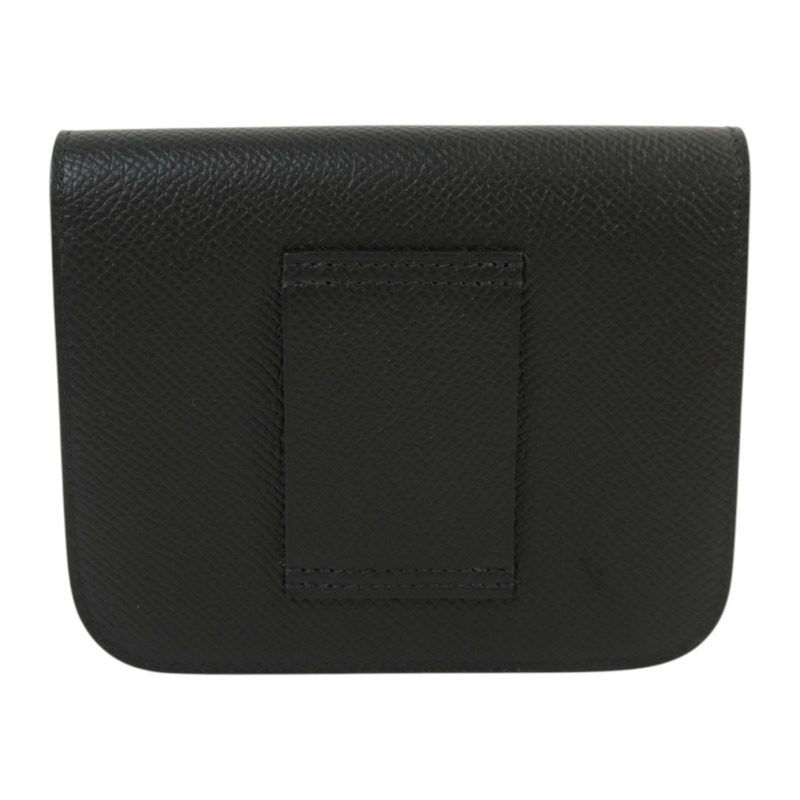 HERMES Epsom皮革Constance Slim金扣錢包Noir-1