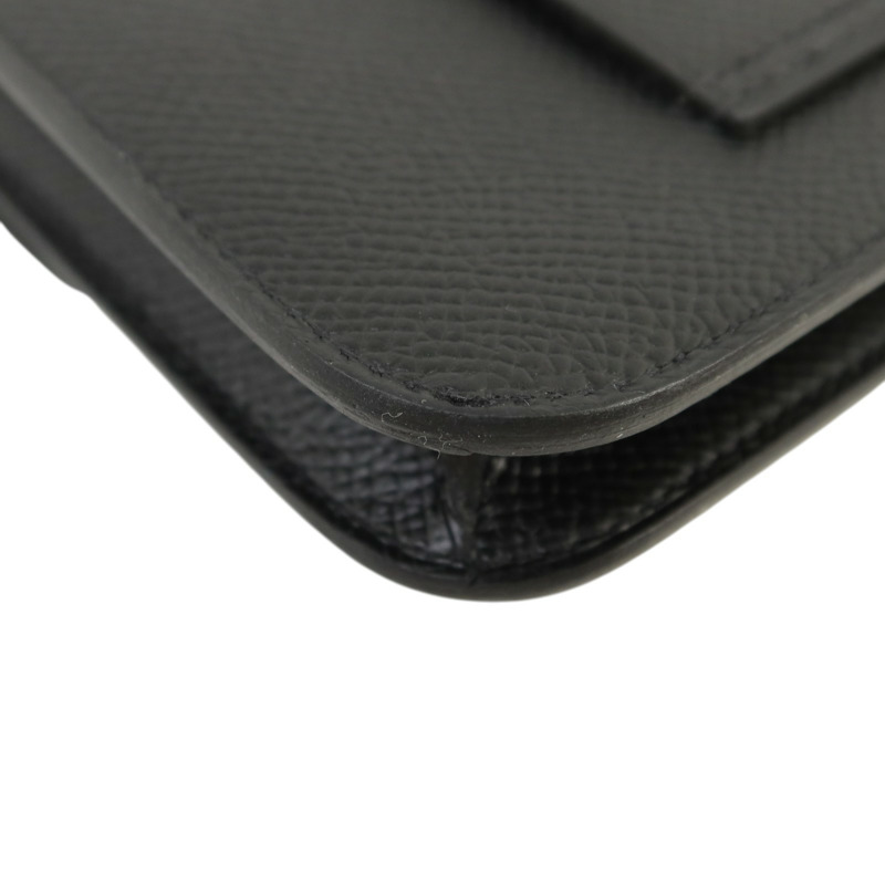 HERMES Epsom皮革Constance Slim金扣錢包Noir-12