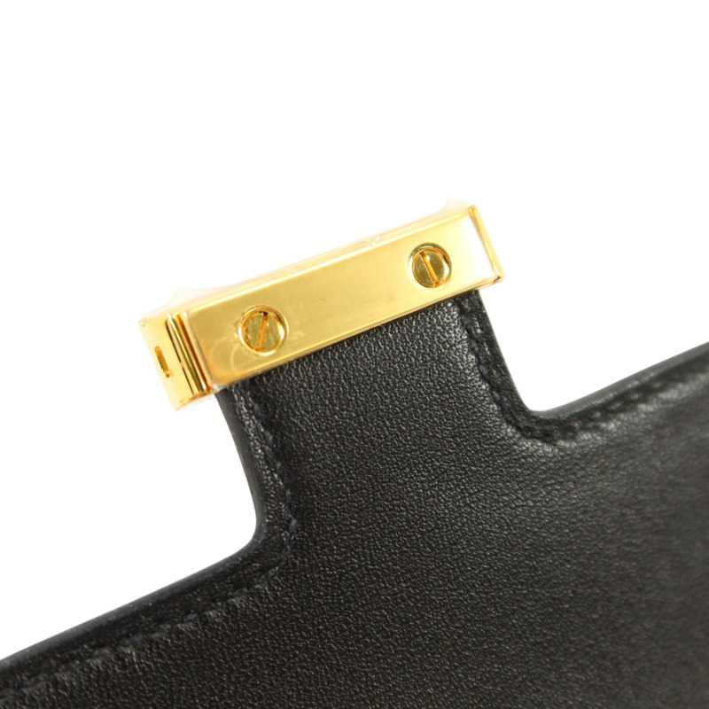 HERMES Epsom皮革Constance Slim金扣錢包Noir-15