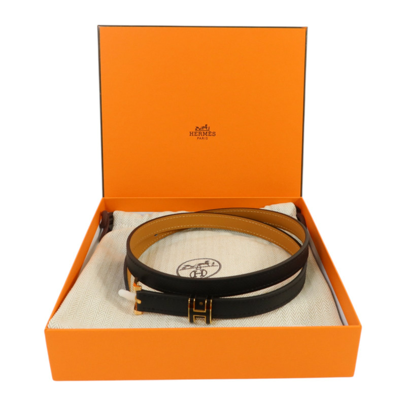 HERMES Epsom皮革Belt金扣皮革Noir-6