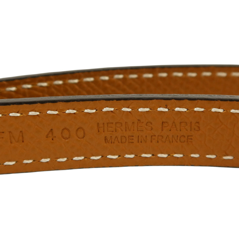 HERMES Epsom皮革/Swift皮革Ancre Belt 75cm銀扣皮帶Noir-3