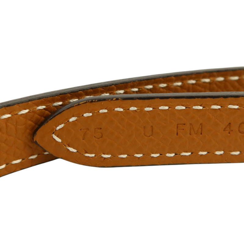 HERMES Epsom皮革/Swift皮革Ancre Belt 75cm銀扣皮帶Noir-4