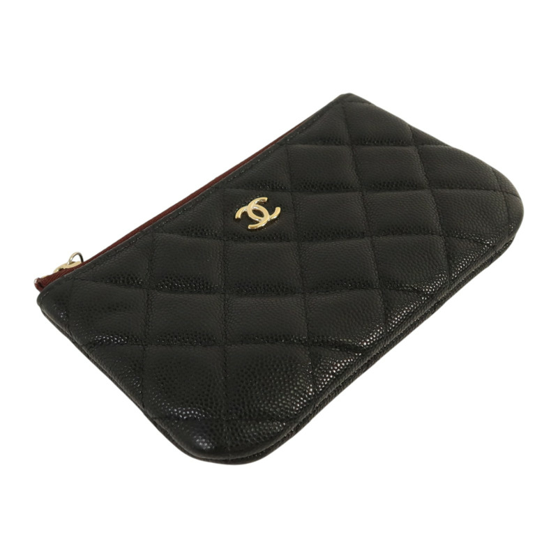 CHANEL 牛皮皮革Classic Small Zipper Pouch金扣錢包-3