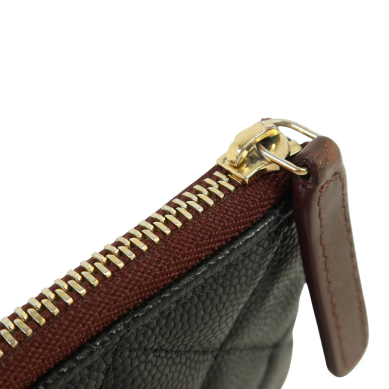 CHANEL 牛皮皮革Classic Small Zipper Pouch金扣錢包-9
