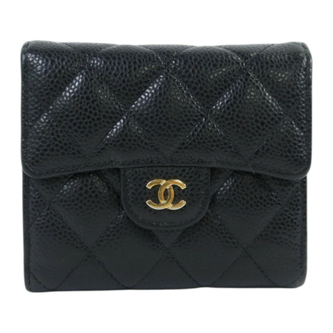 CHANEL 牛皮皮革Classic Flag Wallet金扣錢包