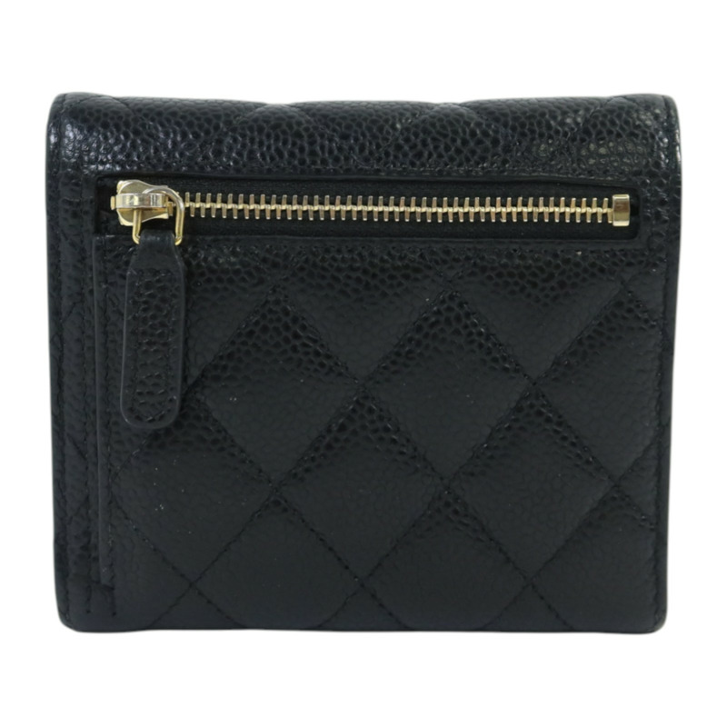 CHANEL 牛皮皮革Classic Flag Wallet金扣錢包-1